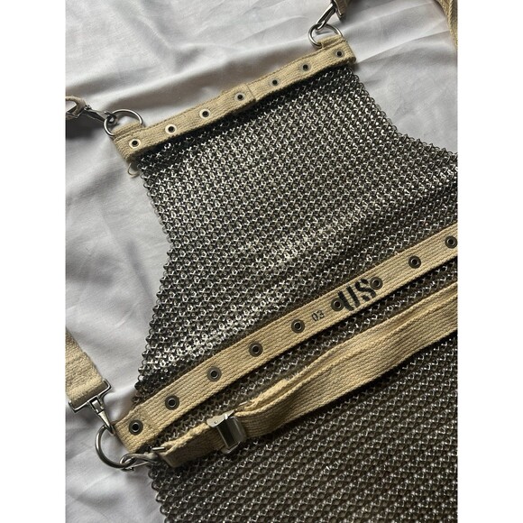 RARE VINTAGE CHAIN MAIL BUTCHER MEAT CUTTER APRON STEAM PUNK AUTHENTIC WW1 - Picture 8 of 13